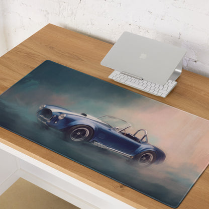 Shelby Cobra Inspired Guardsman Blue Roadster Desk Pad – Ultra-Glide Stitched Edge Gaming Mouse Mat