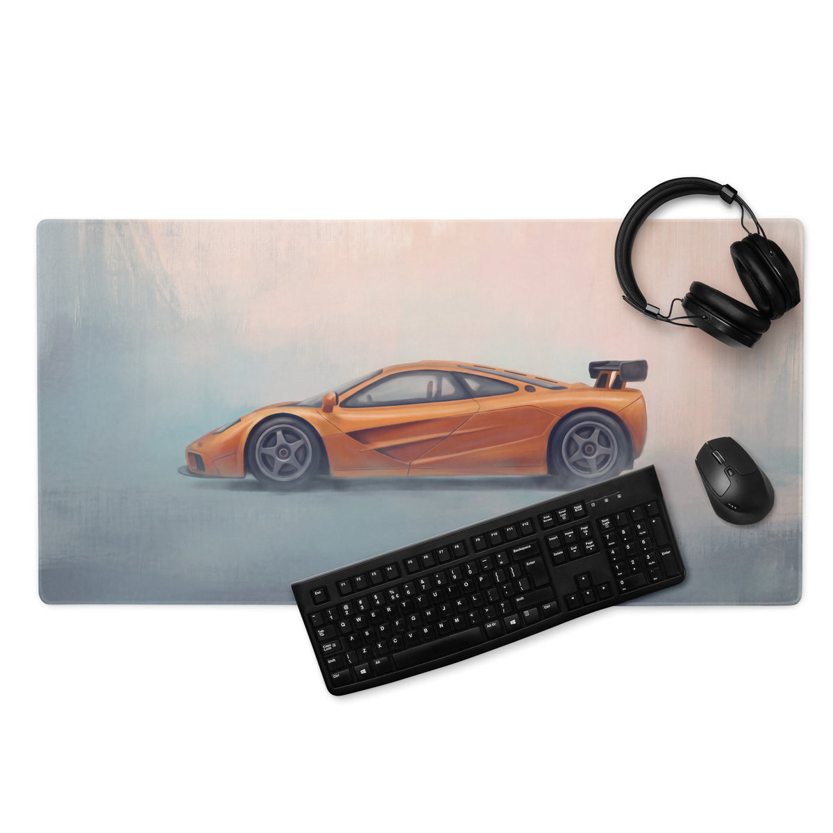 McLaren F1 Inspired Papaya Orange GT Wing Desk Mat – Low-Friction Cloth Setup Mousepad