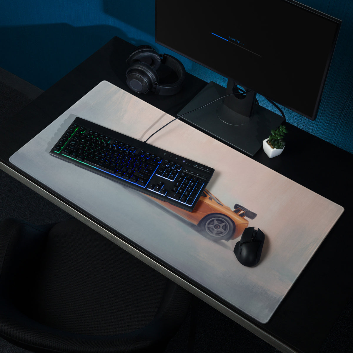 McLaren F1 Inspired Papaya Orange GT Wing Desk Mat – Low-Friction Cloth Setup Mousepad
