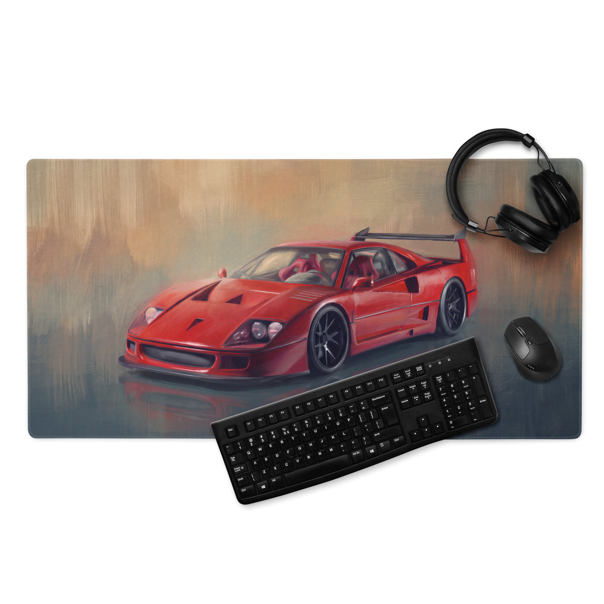 Ferrari F40 Inspired Rosso Corsa Track Edition Desk Pad – Extended Non-Slip PC Mouse Mat