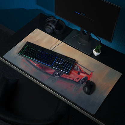 Ferrari F40 Inspired Rosso Corsa Track Edition Desk Pad – Extended Non-Slip PC Mouse Mat