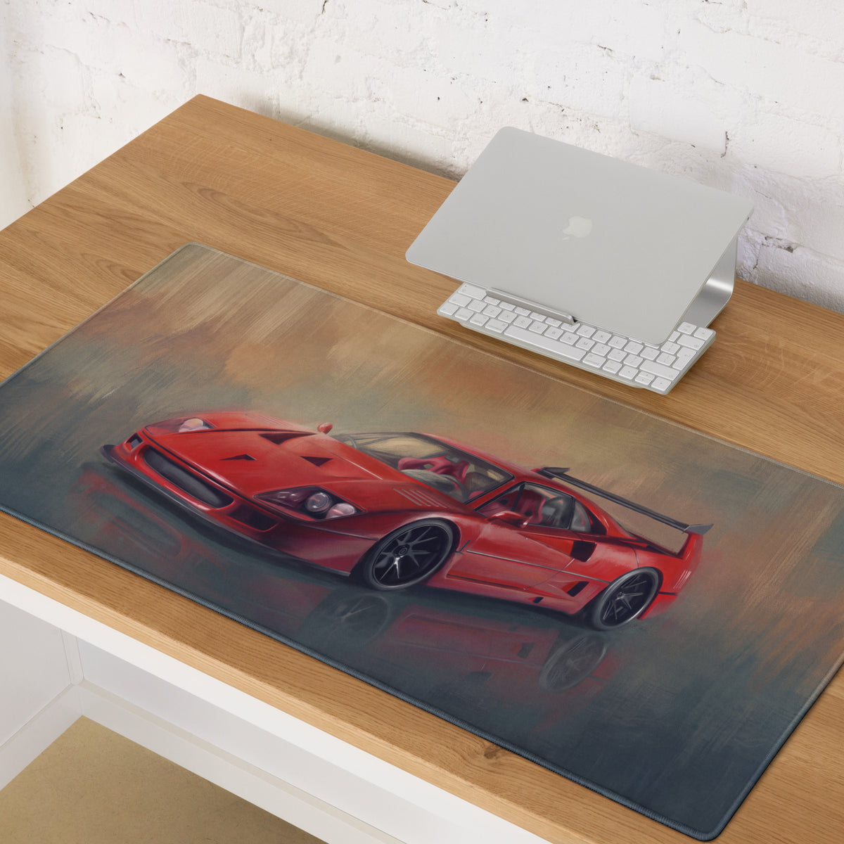 Ferrari F40 Inspired Rosso Corsa Track Edition Desk Pad – Extended Non-Slip PC Mouse Mat