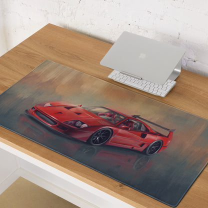 Ferrari F40 Inspired Rosso Corsa Track Edition Desk Pad – Extended Non-Slip PC Mouse Mat