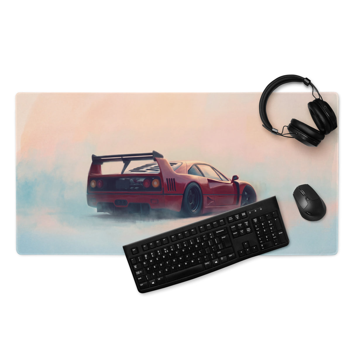 Ferrari F40 Inspired Rosso Corsa Rear Profile Desk Mat – High-Precision XL Gaming Mousepad