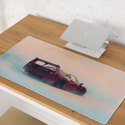 Ferrari F40 Inspired Rosso Corsa Rear Profile Desk Mat – High-Precision XL Gaming Mousepad