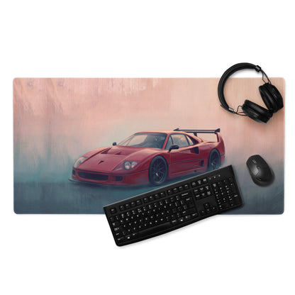 Ferrari F40 Inspired Rosso Corsa Track Edition Desk Pad – Ultra-Glide Stitched Edge Gaming Mouse Mat