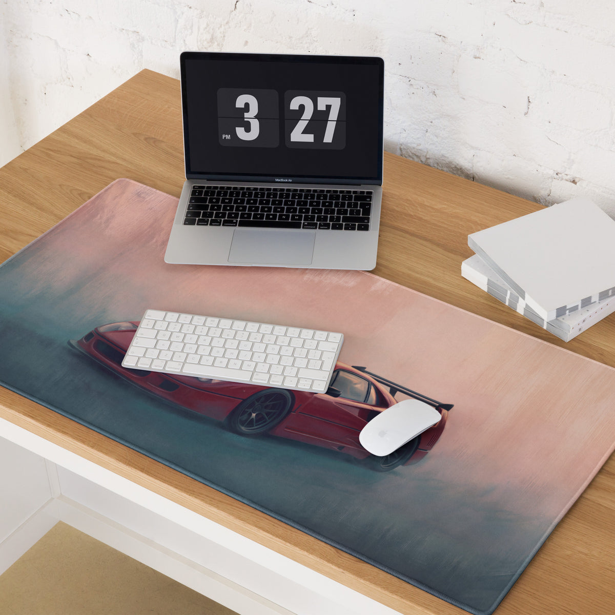Ferrari F40 Inspired Rosso Corsa Track Edition Desk Pad – Ultra-Glide Stitched Edge Gaming Mouse Mat
