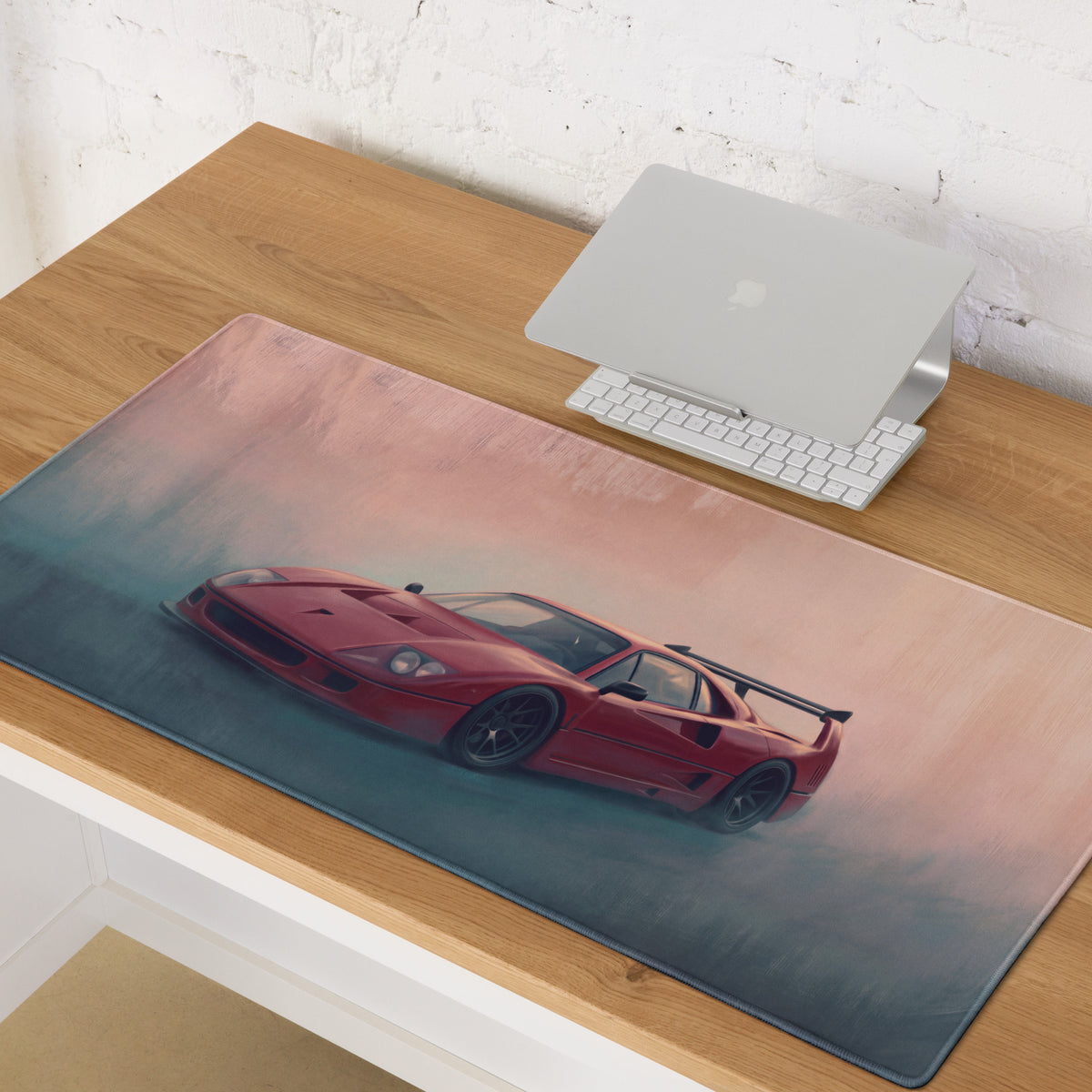 Ferrari F40 Inspired Rosso Corsa Track Edition Desk Pad – Ultra-Glide Stitched Edge Gaming Mouse Mat