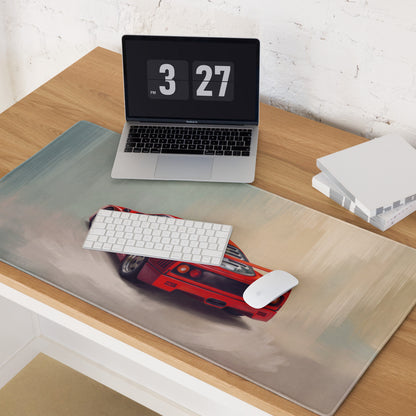 Ferrari F40 Inspired Rosso Corsa GT Wing Desk Pad – Extended Non-Slip PC Mouse Mat