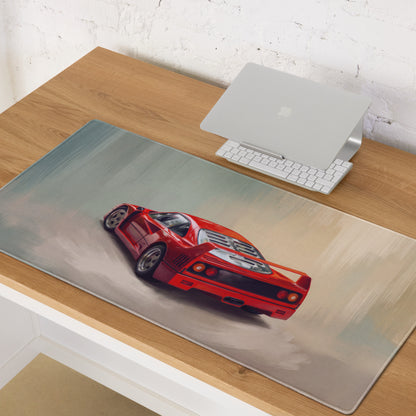 Ferrari F40 Inspired Rosso Corsa GT Wing Desk Pad – Extended Non-Slip PC Mouse Mat