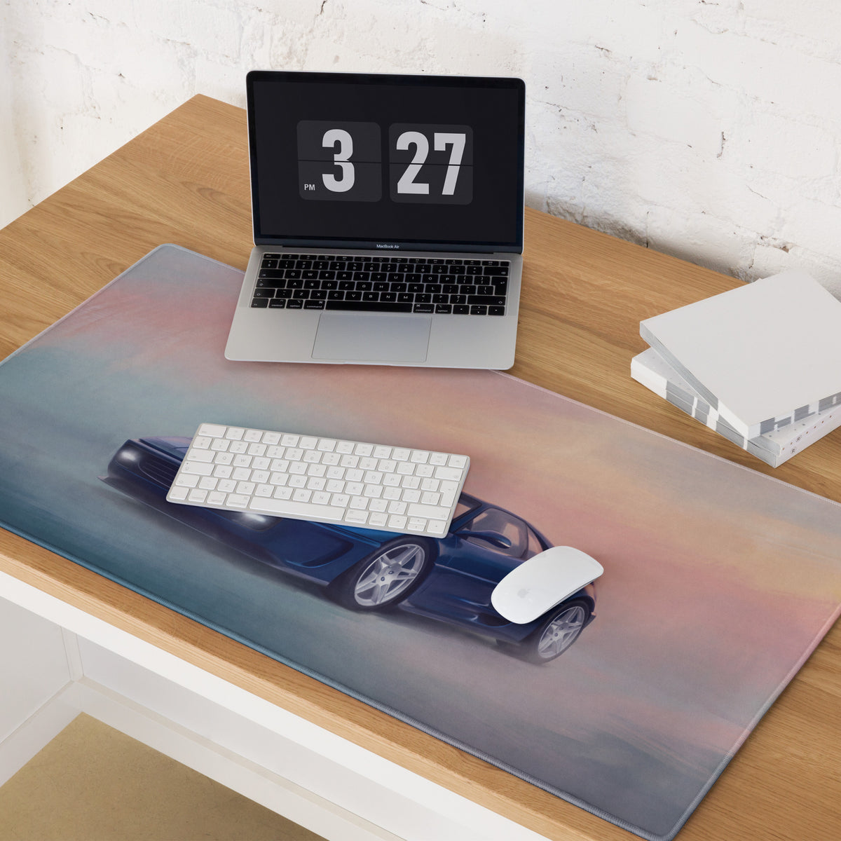 Ferrari F355 Inspired Blue Pop-Up Headlight Desk Pad – Ultra-Glide Stitched Edge Gaming Mouse Mat