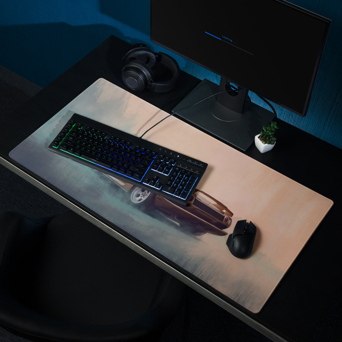 Lamborghini Diablo Inspired Metallic Gold Rear Profile Desk Mat – Low-Friction Cloth Setup Mousepad
