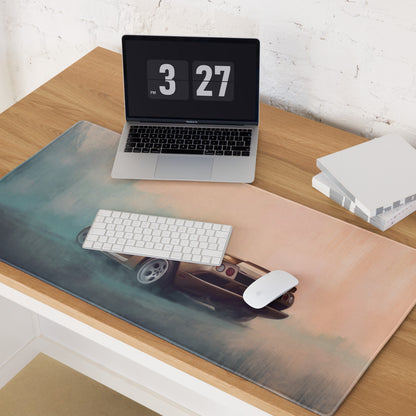 Lamborghini Diablo Inspired Metallic Gold Rear Profile Desk Mat – Low-Friction Cloth Setup Mousepad