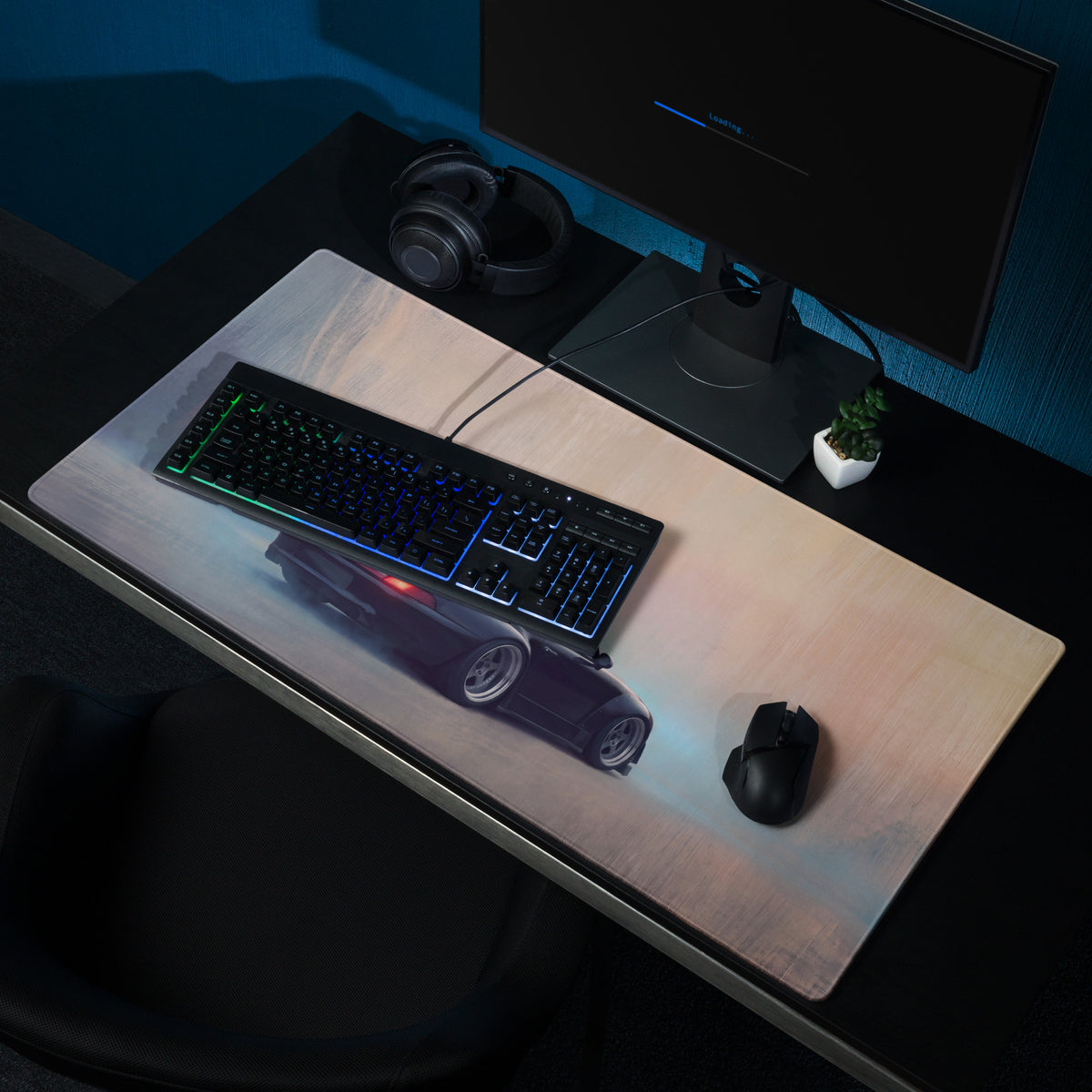 Porsche 911 Inspired Gloss Black 993 GT Wing Desk Pad – Ultra-Glide Stitched Edge Gaming Mouse Mat