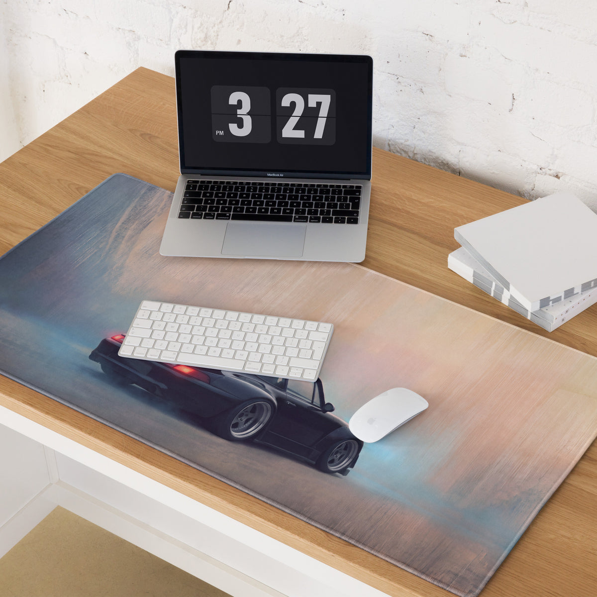 Porsche 911 Inspired Gloss Black 993 GT Wing Desk Pad – Ultra-Glide Stitched Edge Gaming Mouse Mat