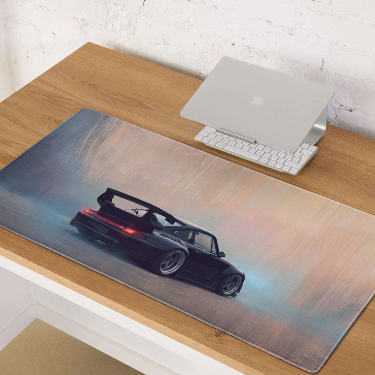 Porsche 911 Inspired Gloss Black 993 GT Wing Desk Pad – Ultra-Glide Stitched Edge Gaming Mouse Mat