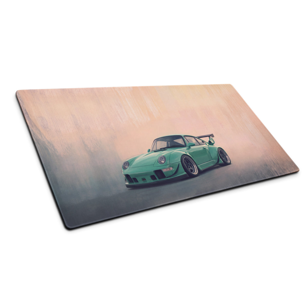 Porsche 911 Inspired Mint Green Widebody GT Wing Desk Mat – Low-Friction Cloth Setup Mousepad