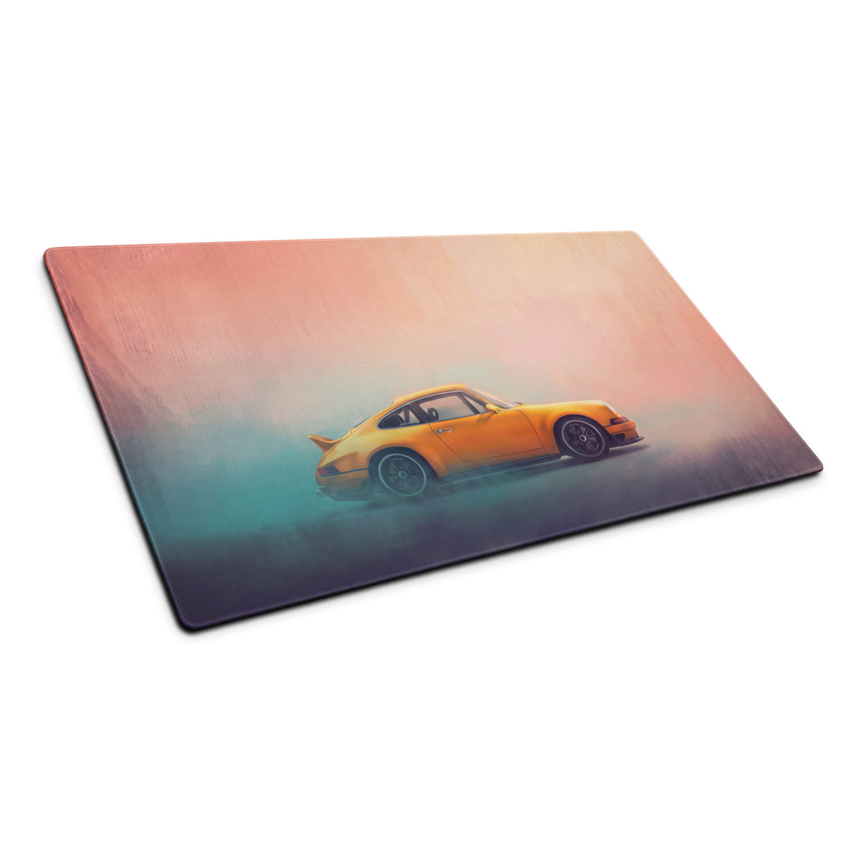 Porsche 911 Inspired Yellow Restomod Profile Desk Pad – Extended Non-Slip PC Mouse Mat