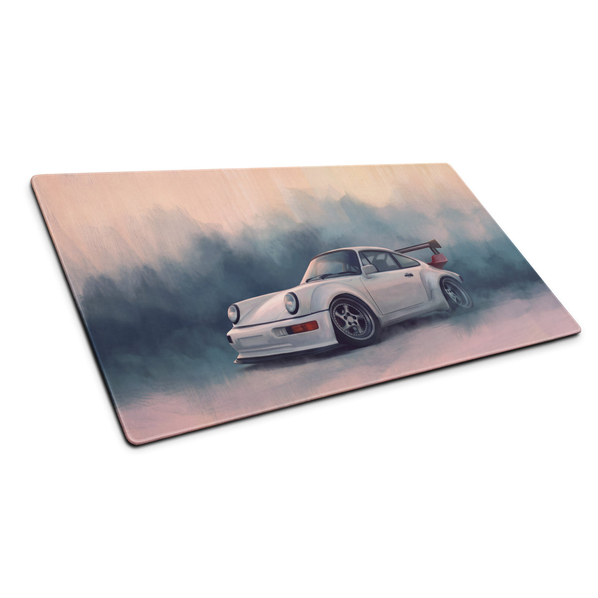 Porsche 911 Inspired White Widebody GT Wing Desk Mat – High-Precision XL Gaming Mousepad