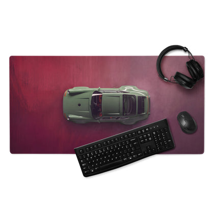 Porsche 911 Inspired Olive Green Restomod Top-Down Desk Pad – Ultra-Glide Stitched Edge Gaming Mouse Mat