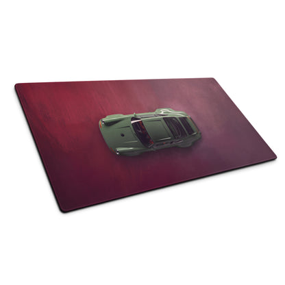 Porsche 911 Inspired Olive Green Restomod Top-Down Desk Pad – Ultra-Glide Stitched Edge Gaming Mouse Mat