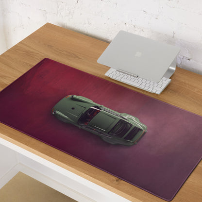 Porsche 911 Inspired Olive Green Restomod Top-Down Desk Pad – Ultra-Glide Stitched Edge Gaming Mouse Mat