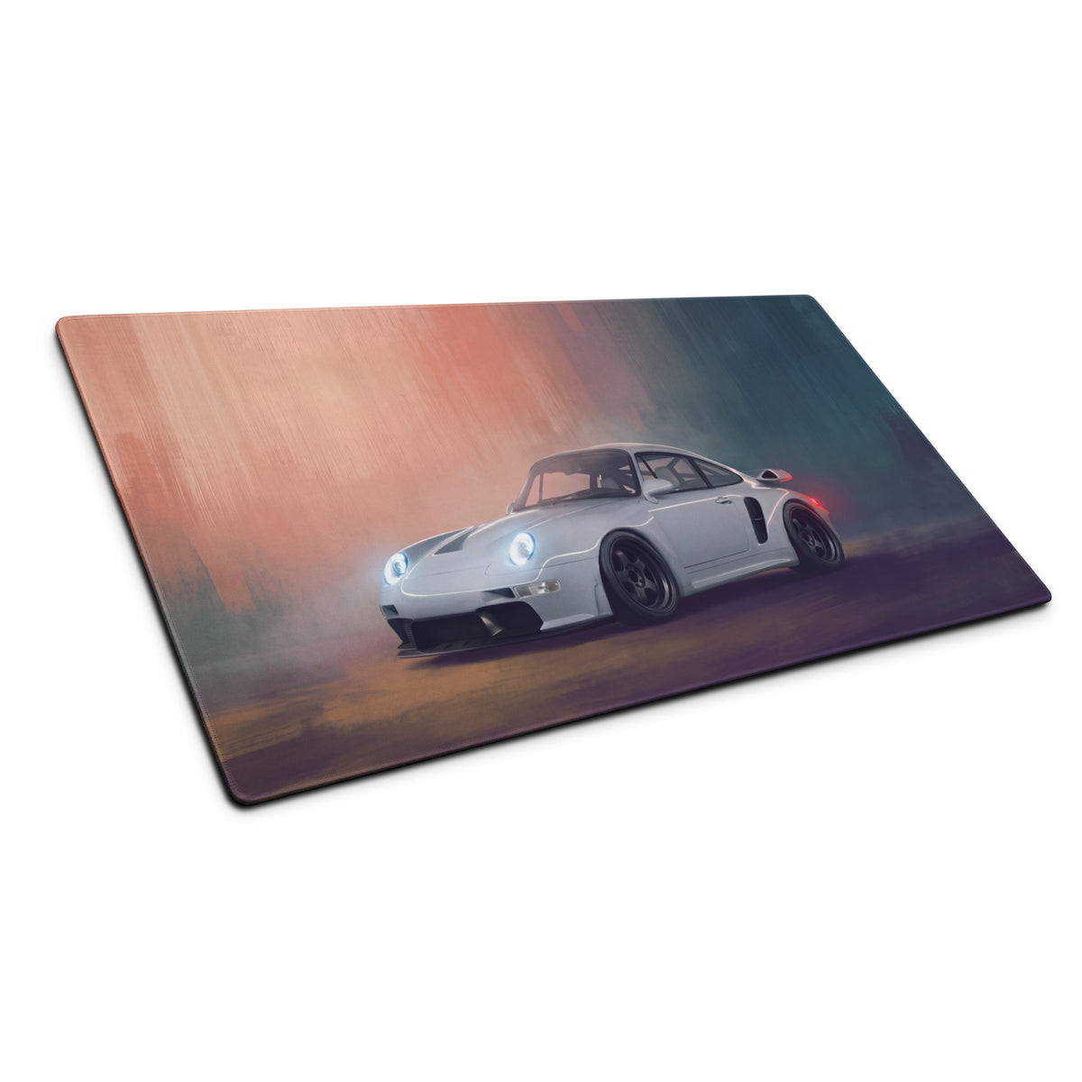 Porsche 911 Inspired Silver Widebody GT Wing Desk Pad – Extended Non-Slip PC Mouse Mat