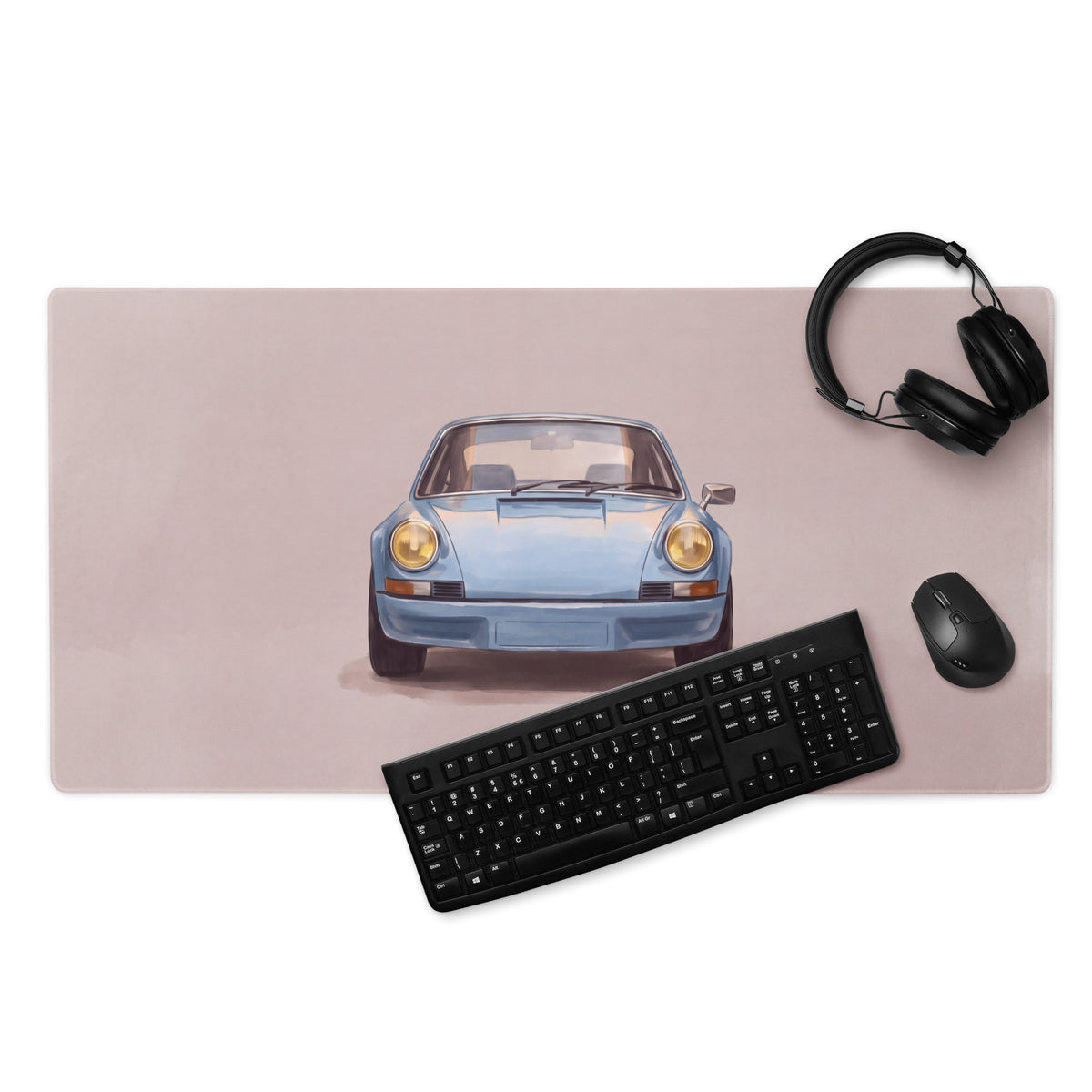 Porsche 911 Inspired Light Blue Frontal Desk Mat – High-Precision XL Gaming Mousepad
