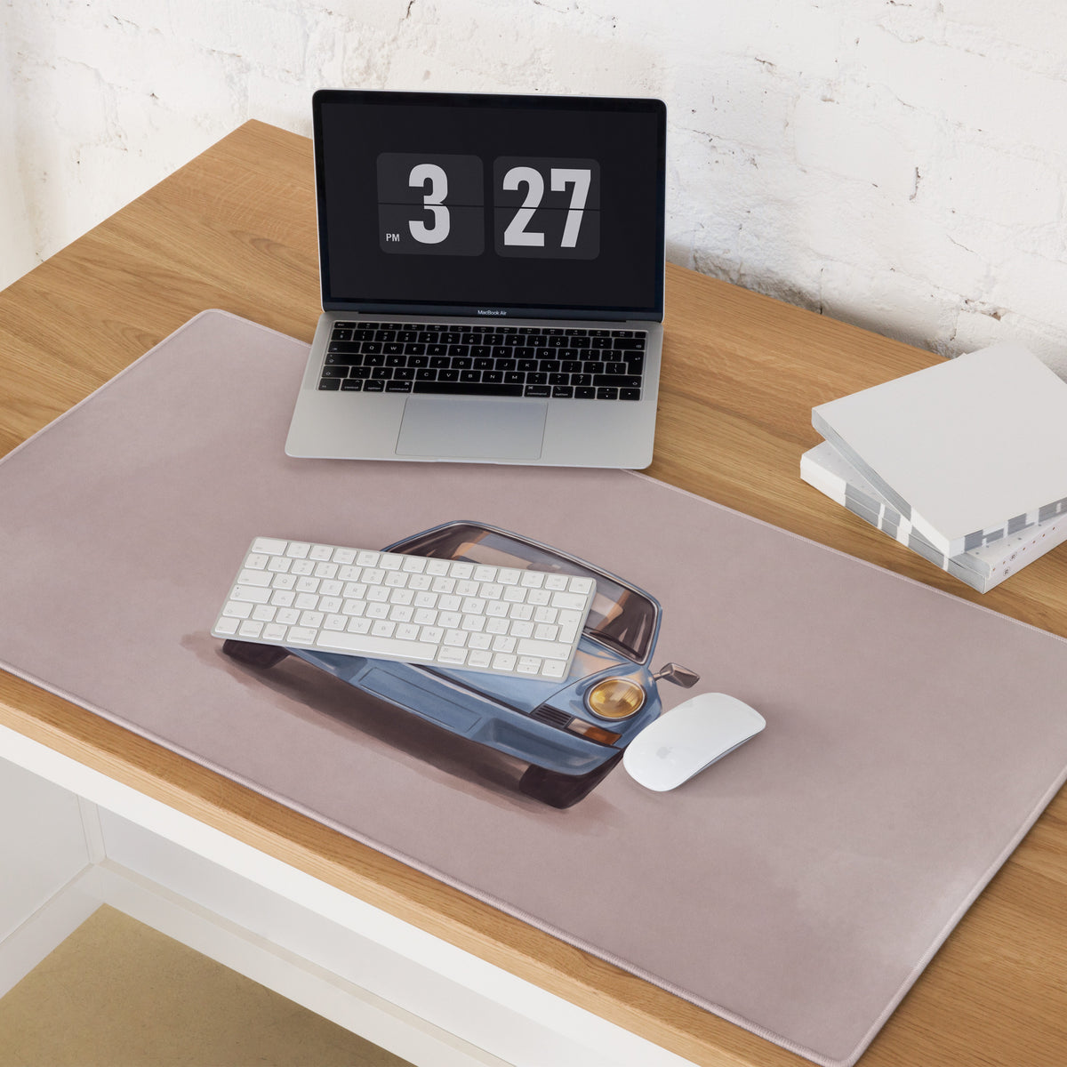 Porsche 911 Inspired Light Blue Frontal Desk Mat – High-Precision XL Gaming Mousepad