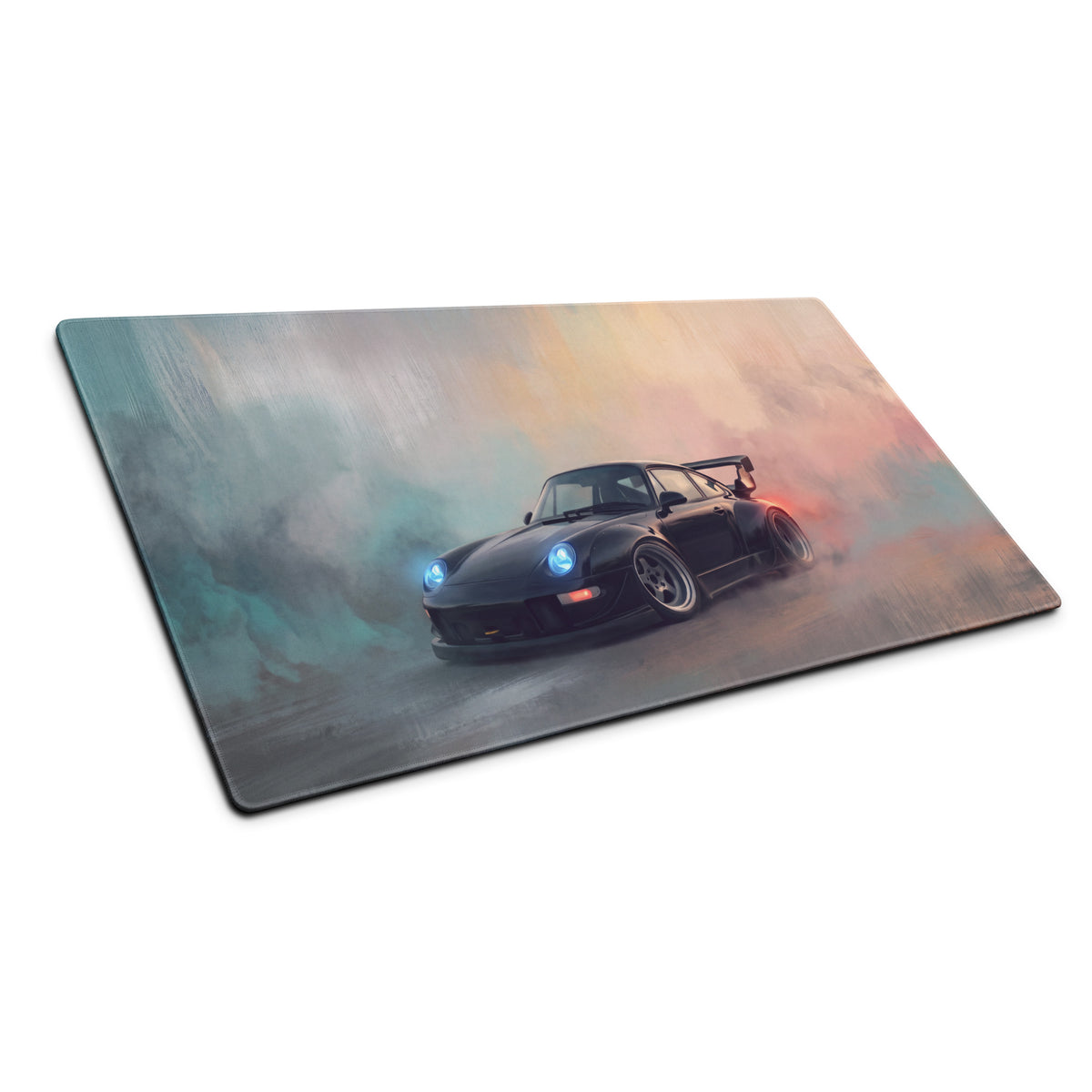 Porsche 911 Inspired Gloss Black Widebody GT Wing Desk Pad – Ultra-Glide Stitched Edge Gaming Mouse Mat