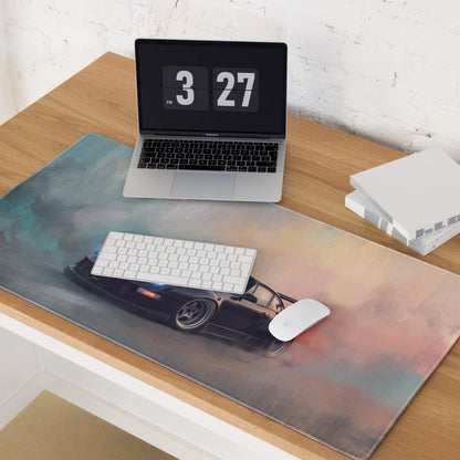Porsche 911 Inspired Gloss Black Widebody GT Wing Desk Pad – Ultra-Glide Stitched Edge Gaming Mouse Mat