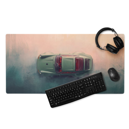 Porsche 911 Inspired Olive Green Restomod Top-Down Desk Mat – Low-Friction Cloth Setup Mousepad