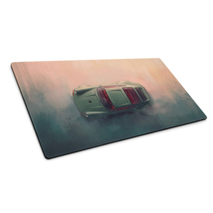 Porsche 911 Inspired Olive Green Restomod Top-Down Desk Mat – Low-Friction Cloth Setup Mousepad