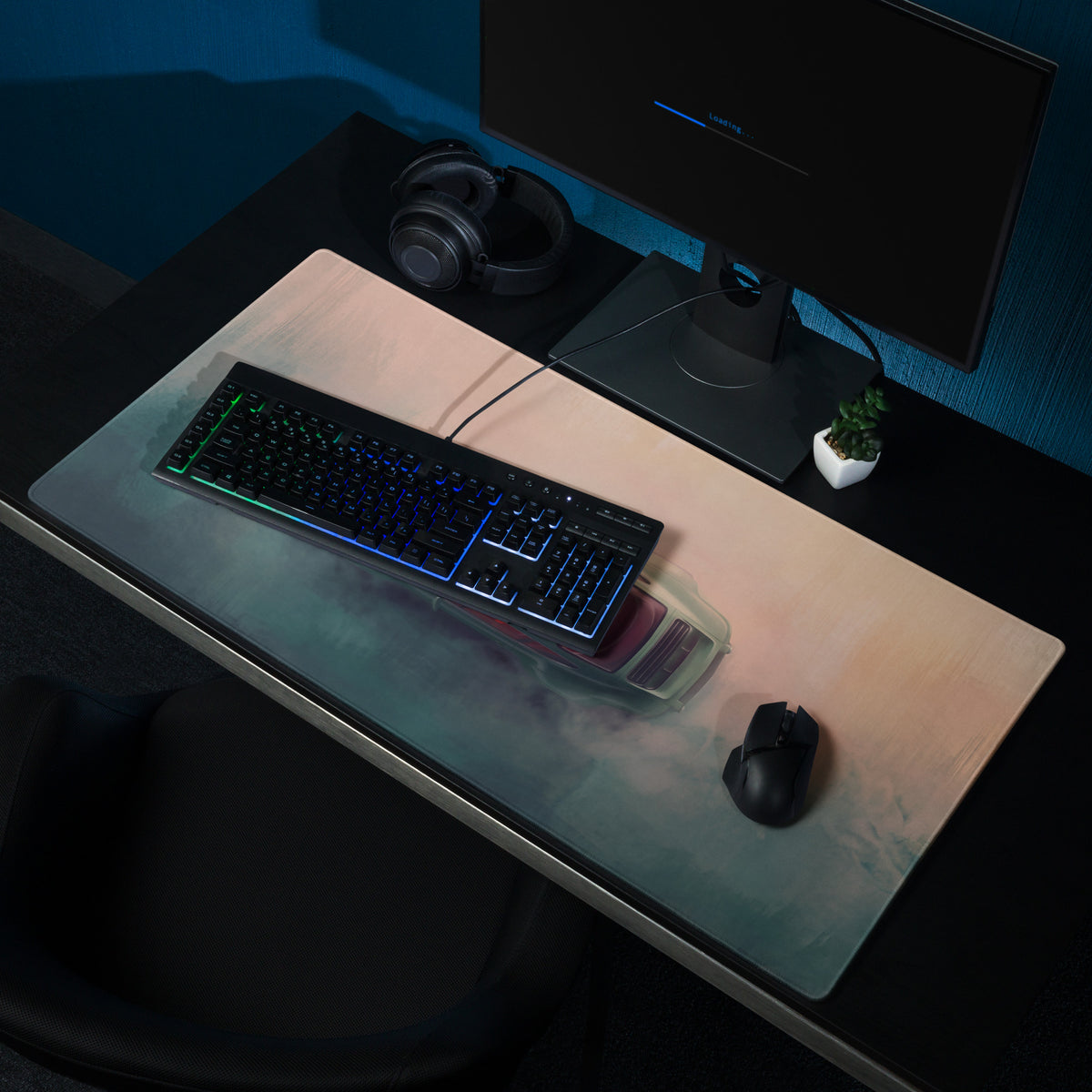 Porsche 911 Inspired Olive Green Restomod Top-Down Desk Mat – Low-Friction Cloth Setup Mousepad