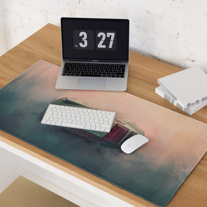 Porsche 911 Inspired Olive Green Restomod Top-Down Desk Mat – Low-Friction Cloth Setup Mousepad