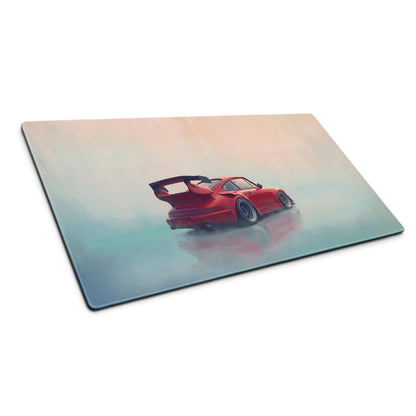 Porsche 911 Inspired Guardsman Red Widebody GT Wing Desk Pad – Extended Non-Slip PC Mouse Mat