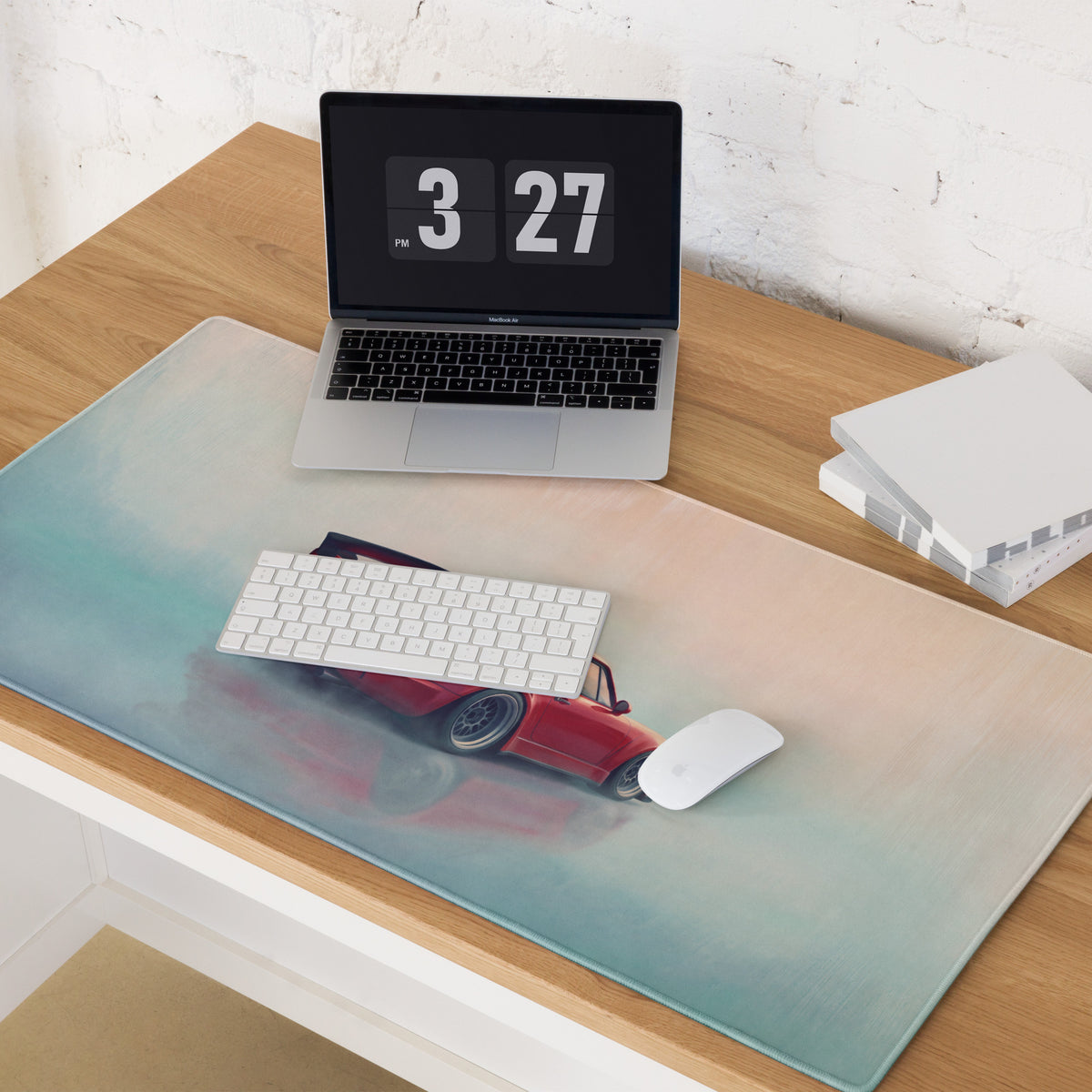 Porsche 911 Inspired Guardsman Red Widebody GT Wing Desk Pad – Extended Non-Slip PC Mouse Mat