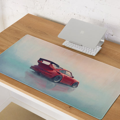 Porsche 911 Inspired Guardsman Red Widebody GT Wing Desk Pad – Extended Non-Slip PC Mouse Mat