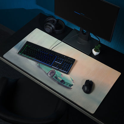 Porsche 911 Inspired Mint Green Widebody GT Wing Desk Mat – High-Precision XL Gaming Mousepad