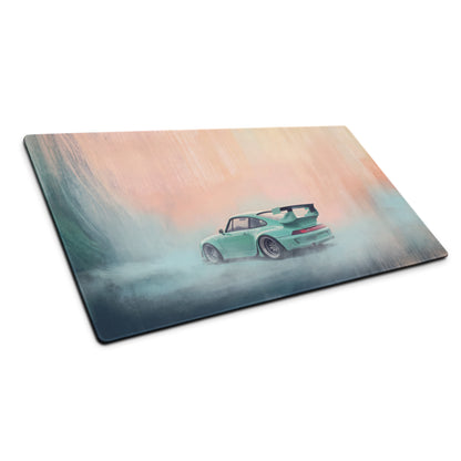 Porsche 911 Inspired Mint Green 993 Widebody GT Wing Desk Pad – Ultra-Glide Stitched Edge Gaming Mouse Mat