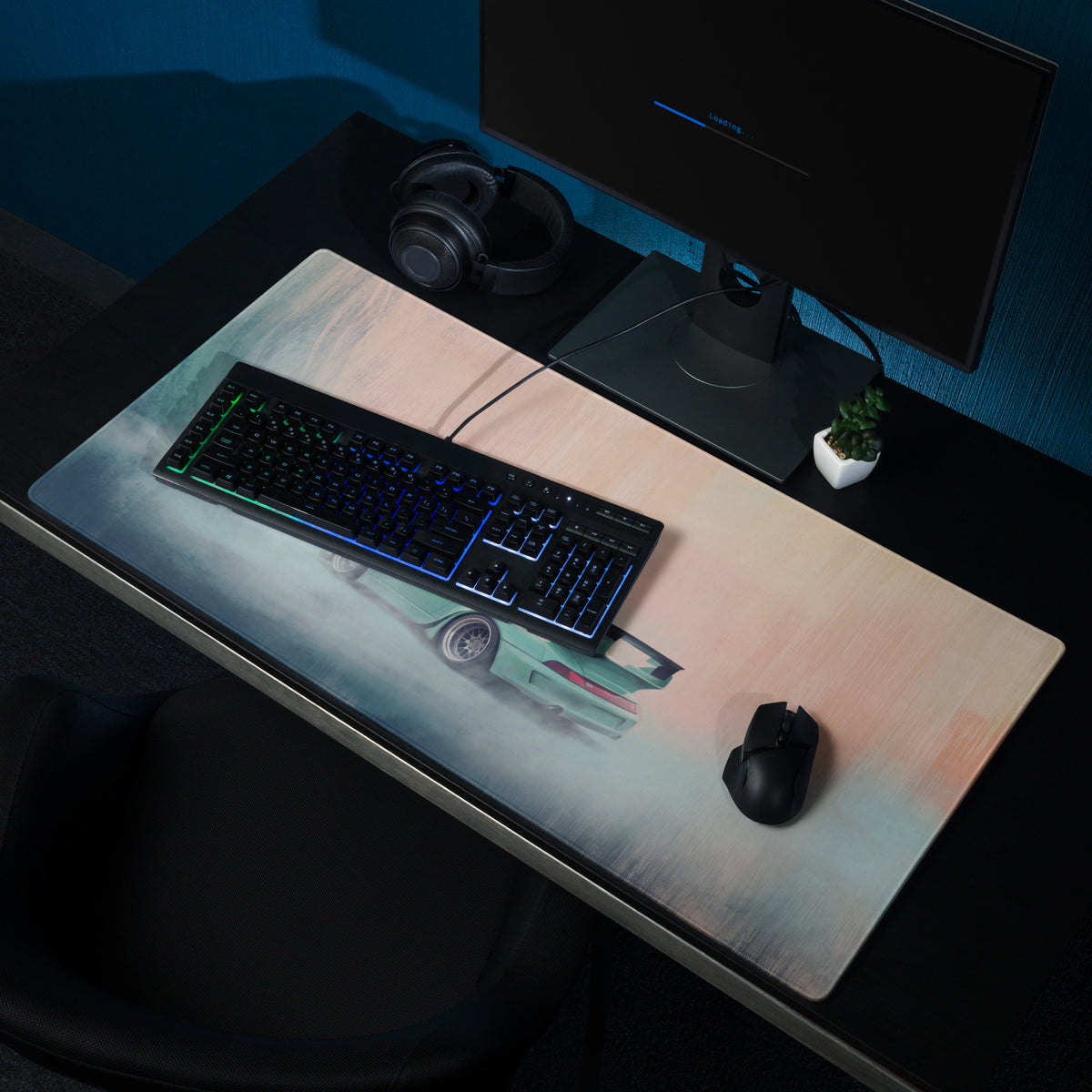 Porsche 911 Inspired Mint Green 993 Widebody GT Wing Desk Pad – Ultra-Glide Stitched Edge Gaming Mouse Mat