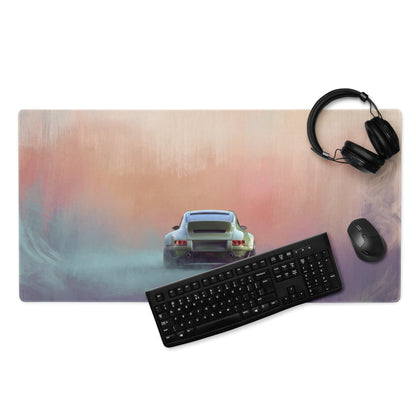 Porsche 911 Inspired Olive Green Restomod Rear Profile Desk Mat – Low-Friction Cloth Setup Mousepad