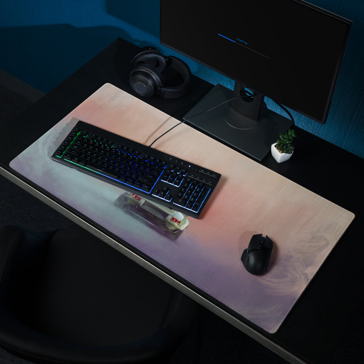 Porsche 911 Inspired Olive Green Restomod Rear Profile Desk Mat – Low-Friction Cloth Setup Mousepad