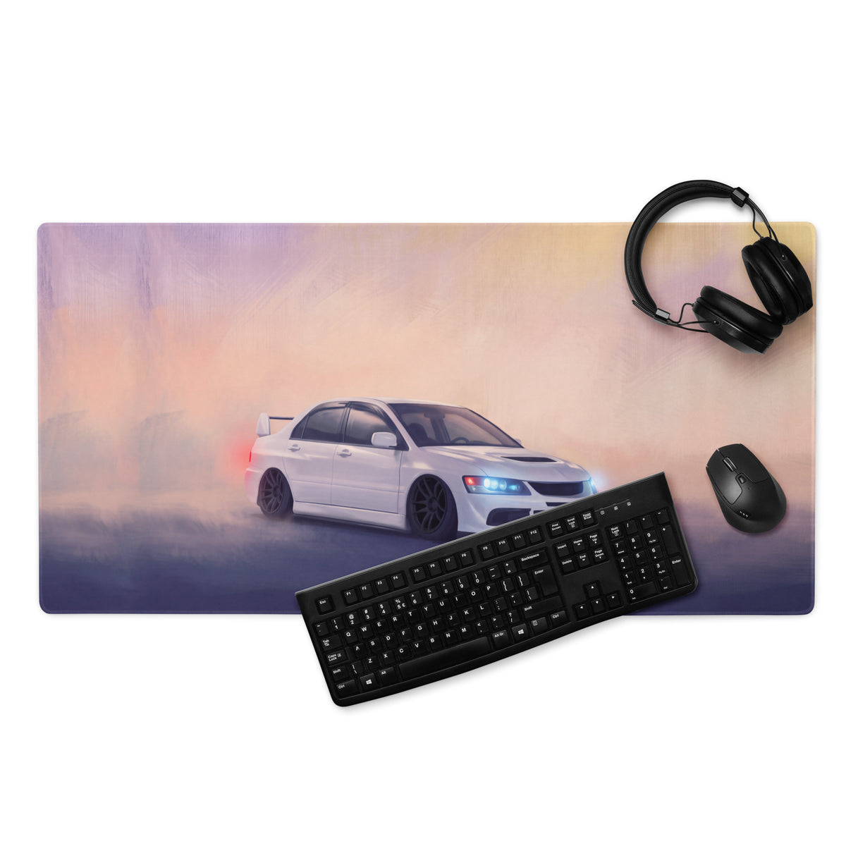 Mitsubishi Lancer Evolution Inspired Pure White Evo IX Desk Mat – High-Precision XL Gaming Mousepad