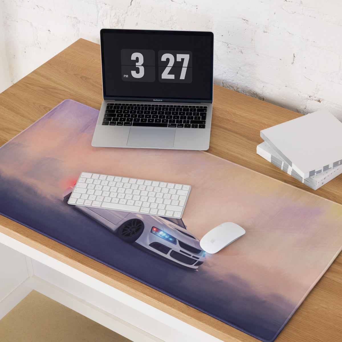 Mitsubishi Lancer Evolution Inspired Pure White Evo IX Desk Mat – High-Precision XL Gaming Mousepad