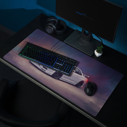 Nissan Skyline Inspired Pearl White R34 GT-R Desk Pad – Ultra-Glide Stitched Edge Gaming Mouse Mat