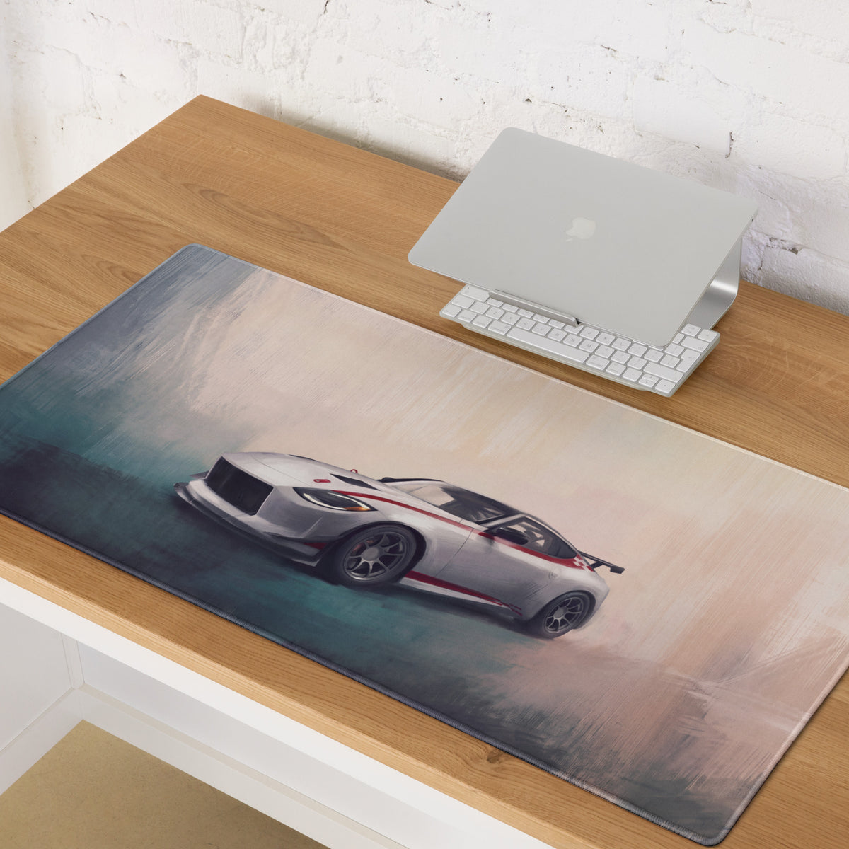 Nissan Z Inspired Nismo Crimson Accent Desk Mat – Low-Friction Cloth Setup Mousepad