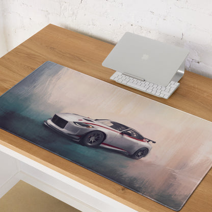 Nissan Z Inspired Nismo Crimson Accent Desk Mat – Low-Friction Cloth Setup Mousepad