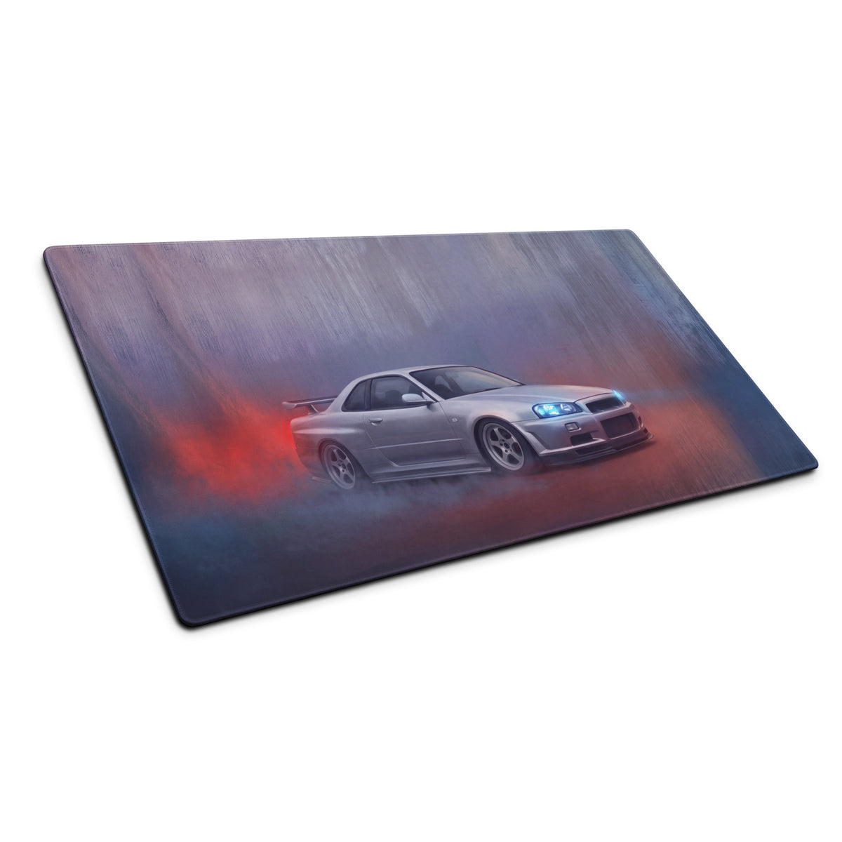 Nissan Skyline Inspired Silver GT-R R34 Desk Pad – Extended Non-Slip PC Mouse Mat