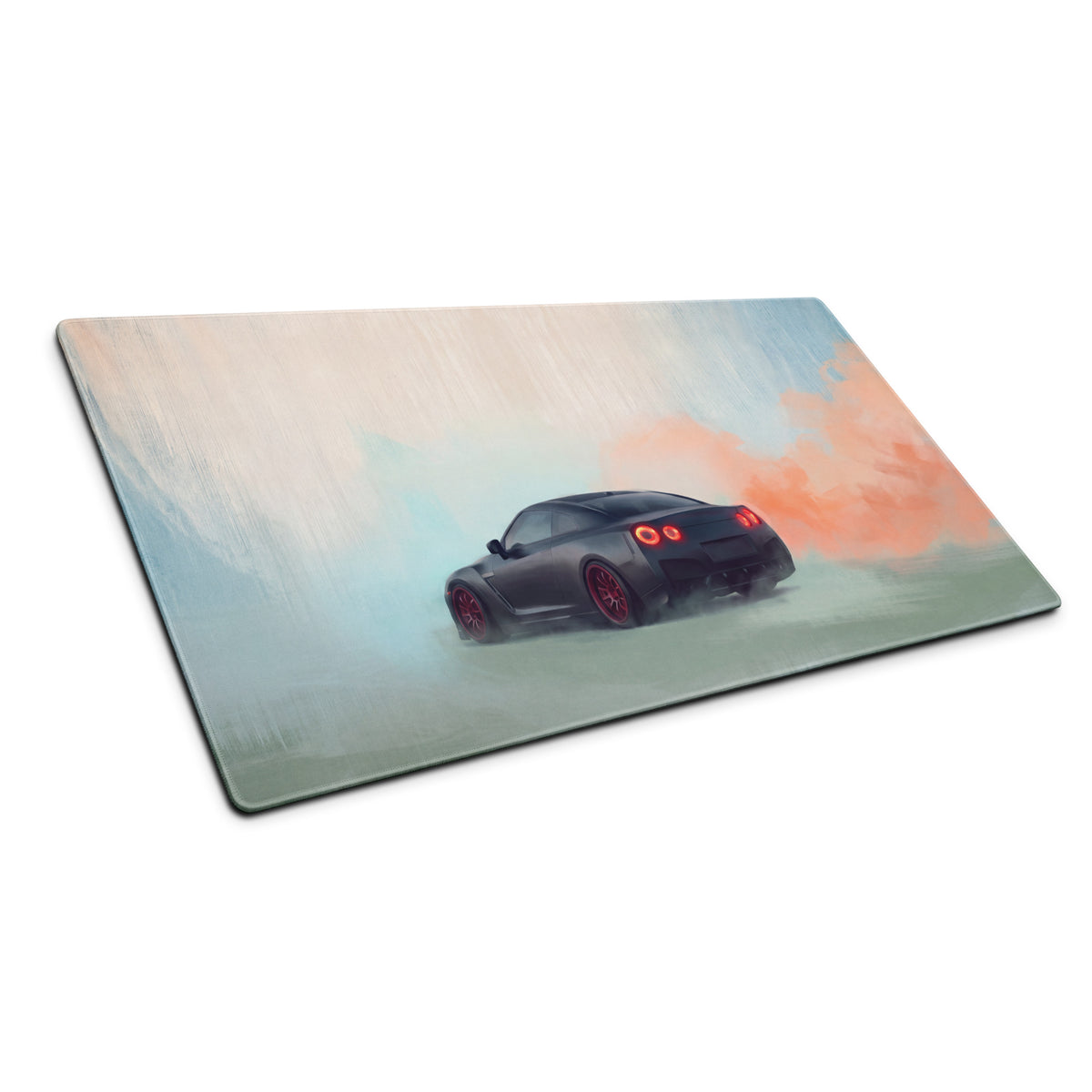 Nissan GT-R Inspired Matte Black Crimson Rim Desk Mat – High-Precision XL Gaming Mousepad
